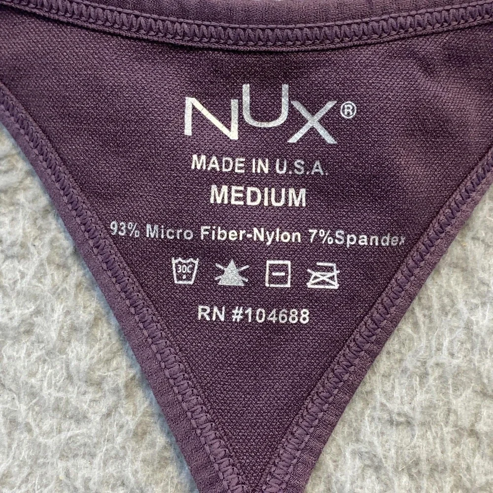 NUX Tank Top Womens Medium‎ Purple Zebra Racerback Built In Bra Made in USA